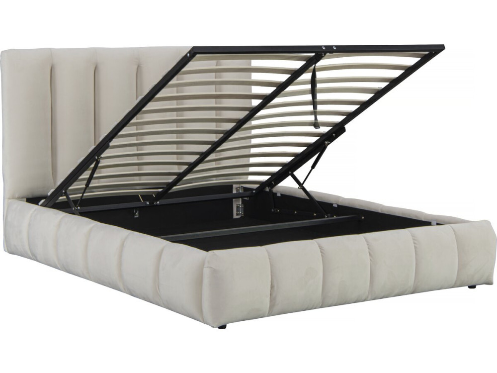 Tweepersoonsbed met opbergruimte bed 180 x 200 cm "Annie" - Beige - lichtbruin