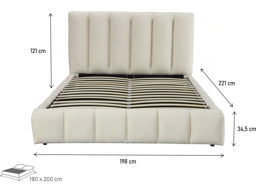 Tweepersoonsbed met opbergruimte bed 180 x 200 cm "Annie" - Beige - lichtbruin