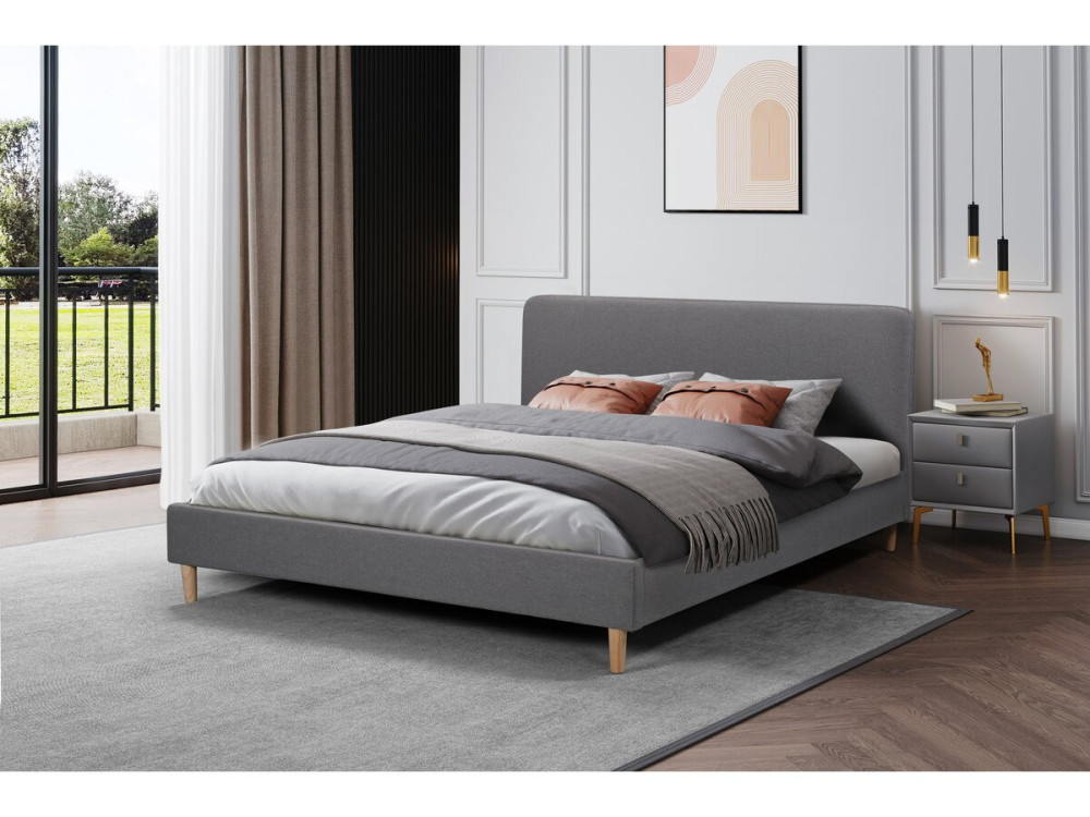 Tweepersoonsbed bed stof textiel "Louise" - 140 x 190 cm - Grijs