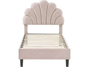 Manon" fluwelen schelpenbed - 90 x 190 cm - Beige