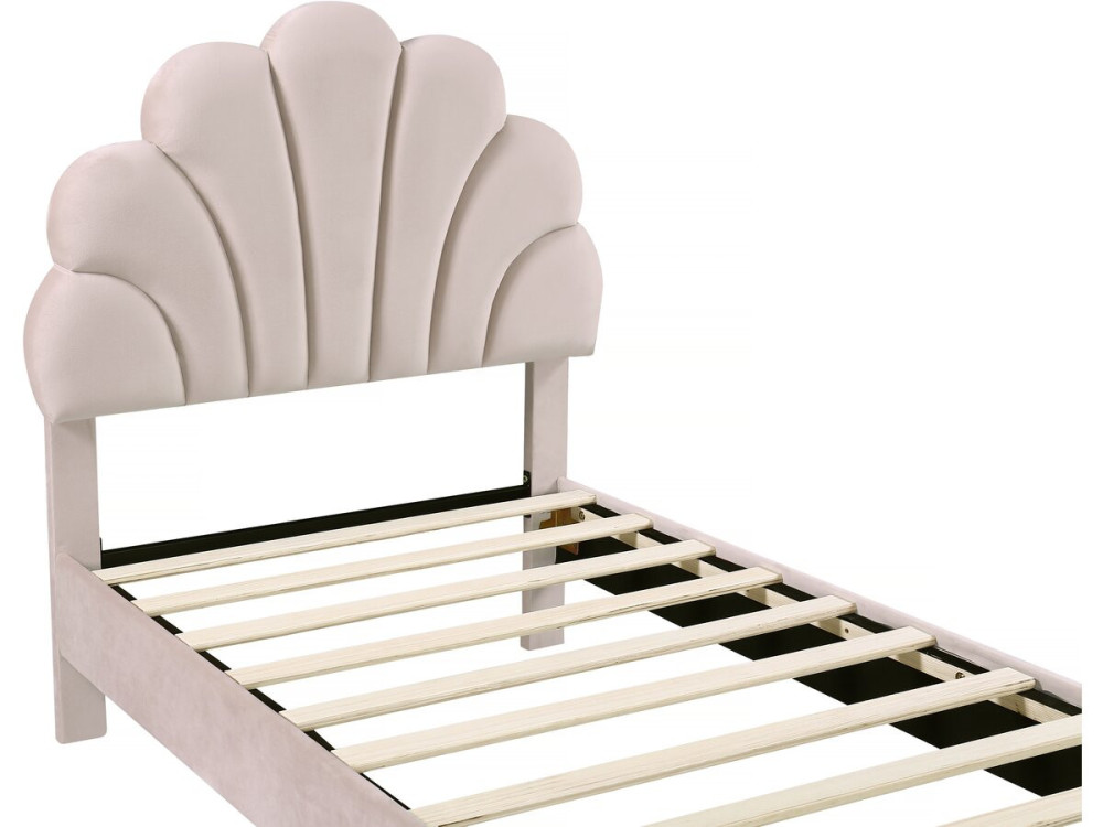 Manon" fluwelen schelpenbed - 90 x 190 cm - Beige