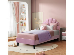 Eenpersoonsbed velours fluweel schelp design "Manon" - 90 x 190 cm - Rose 2