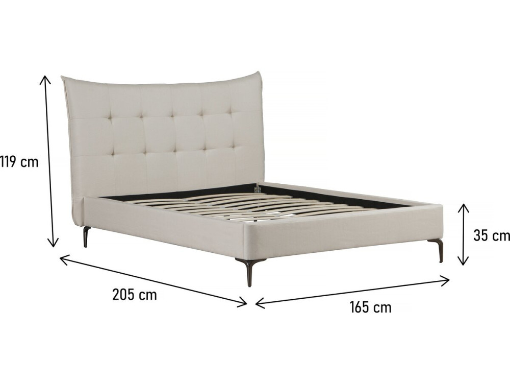 Tweepersoonsbed bed met hoofdbord gecapitonneerd " Aspen" 140 x 190 cm - Beige - lichtbruin