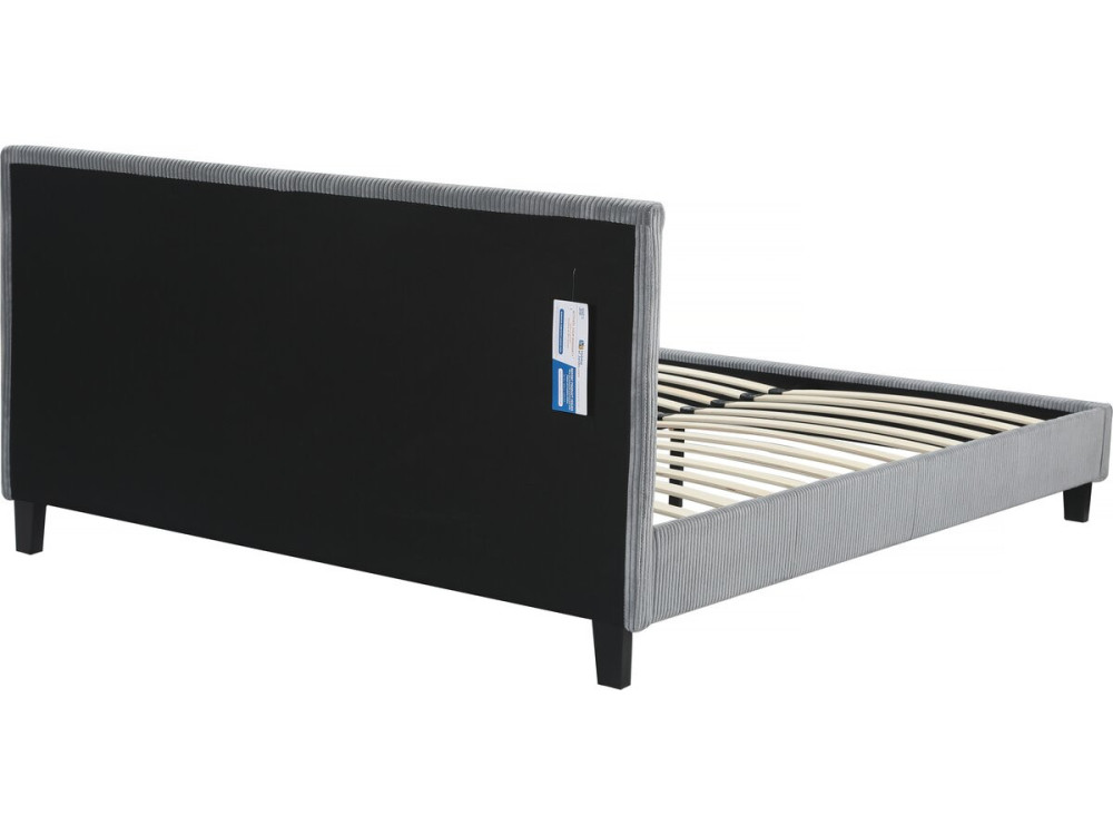 Tweepersoonsbed velours ribfluweel hoofdbord bed "Ambre" - 140 x 190 - Grijs