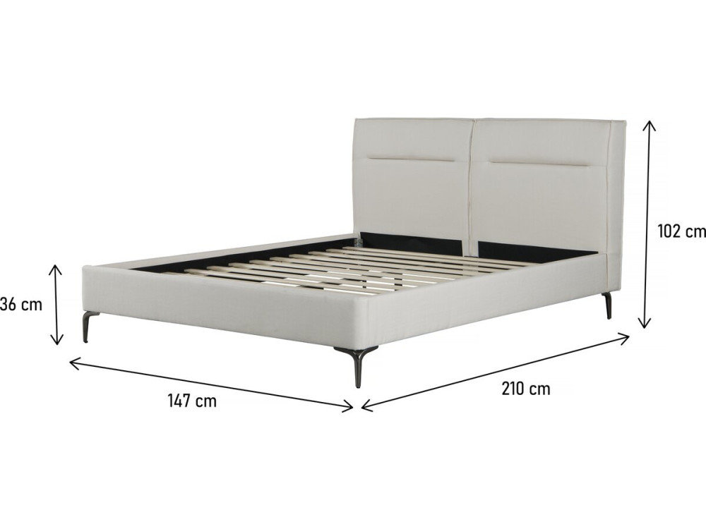 Tweepersoonsbed bed met hoofdbord stof design "Moritz" - 140 x 190 cm - Beige - lichtbruin