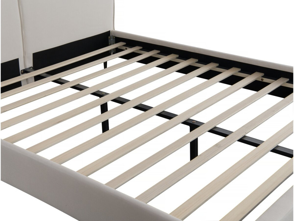 Tweepersoonsbed bed met hoofdbord stof design "Moritz" - 140 x 190 cm - Beige - lichtbruin