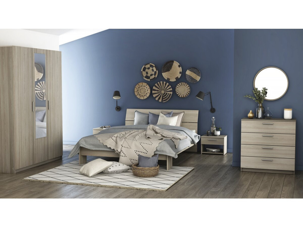 "Prijzig" houten tweepersoonsbed - 140 x 200 cm - Beige