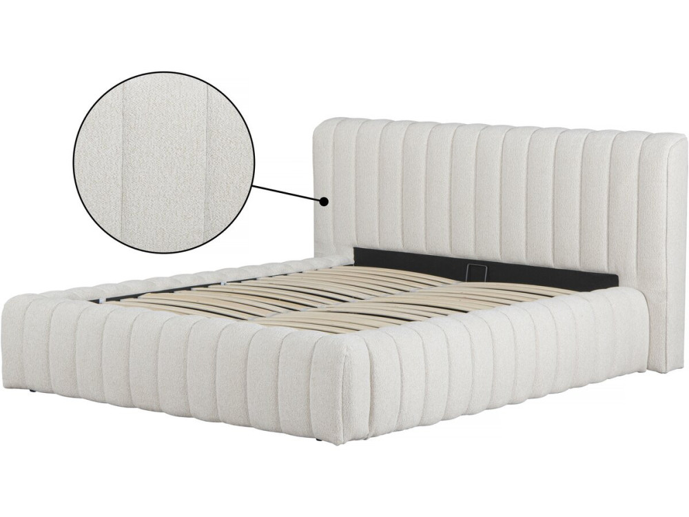 Stoffen tweepersoonsbed "Tignes" met opbergruimte - 160 x 200 cm - Beige