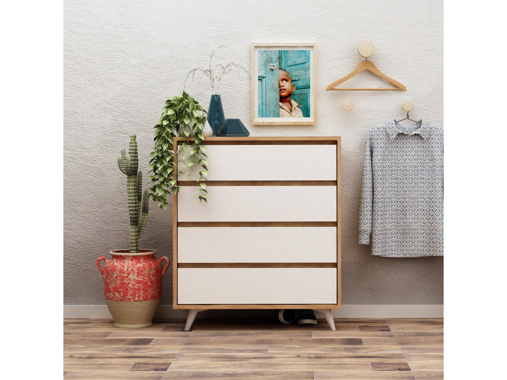 Houten ladekast "Suvera" - 70 x 40 x 86 cm - Beige