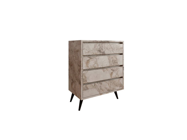 Houten ladekast "Suvera" - 70 x 40 x 86 cm - Gemarmerd beige