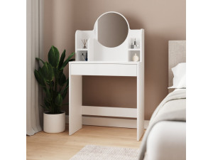 Kaptafel "Idis" met houten spiegel - 75 x 35 x 135 cm - Wit 2