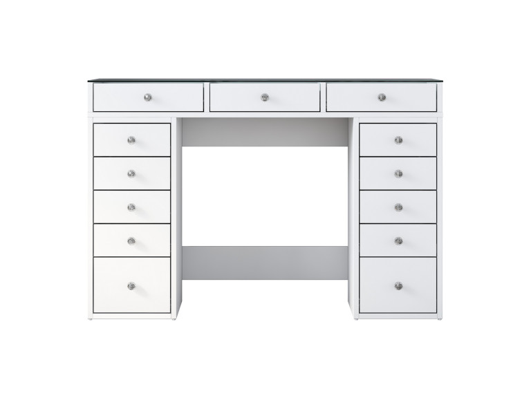 Kaptafel "Sina" met ingebouwde houten laden - 120 x 44 x 80 cm - Wit