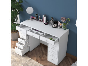 Kaptafel "Sena" met ingebouwde houten laden - 120 x 44 x 82 cm - Wit 2