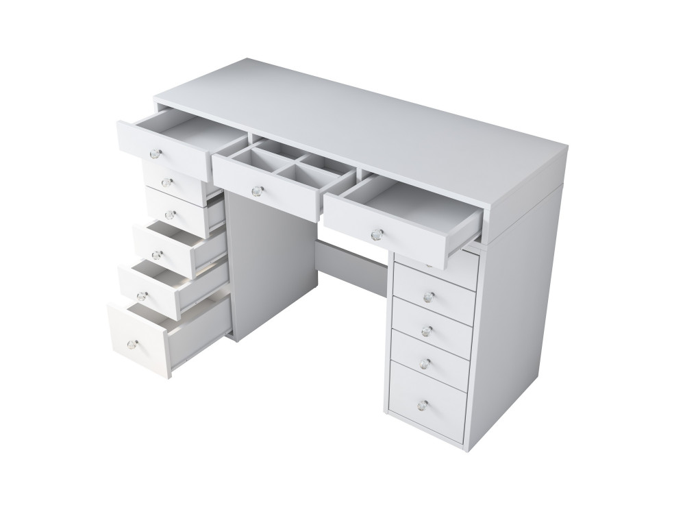 Kaptafel "Sena" met ingebouwde houten laden - 120 x 44 x 82 cm - Wit