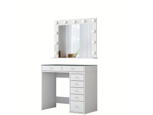 Kaptafel "Kona" met houten spiegel - 90 x 44 x 80 cm - Wit