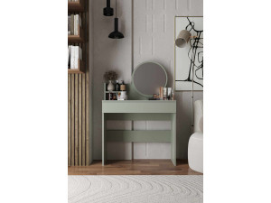 Harmony Mini Round" kaptafel met houten spiegel - 90 x 40 x 133 cm - Groen 2