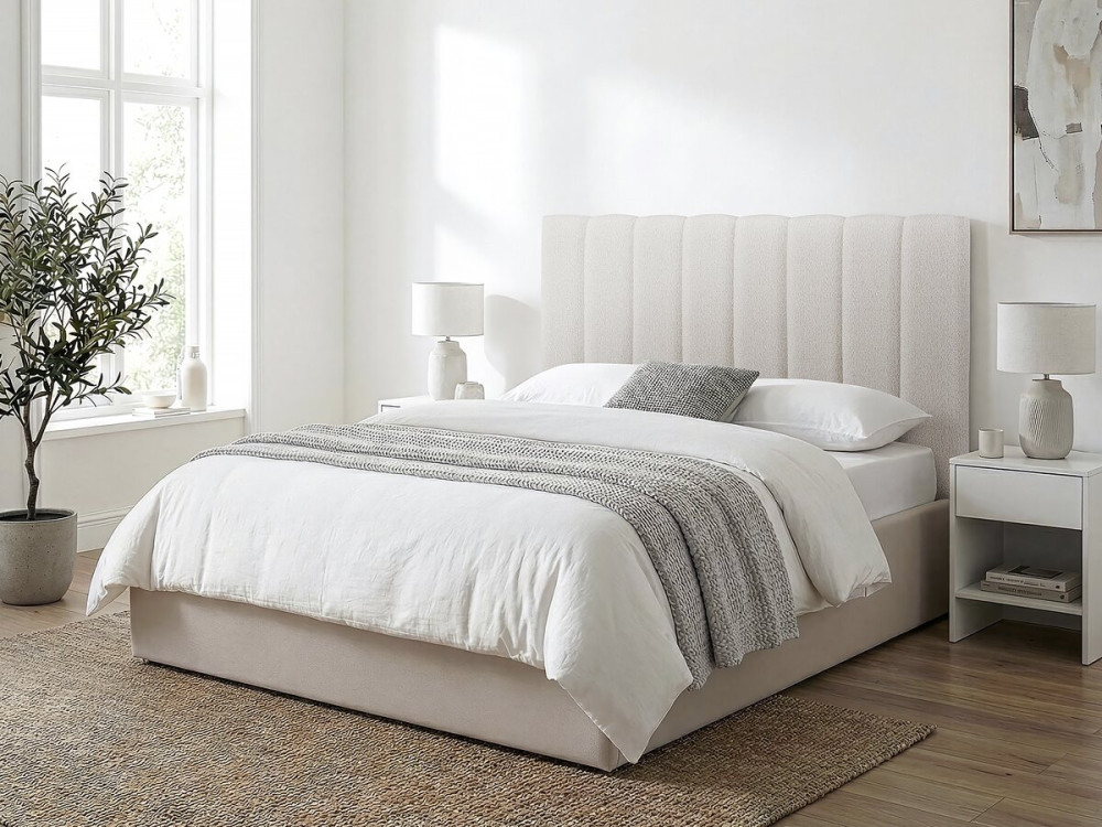 Hoofdbord van structuurstof "Val Thorens" - Beige - 140 cm