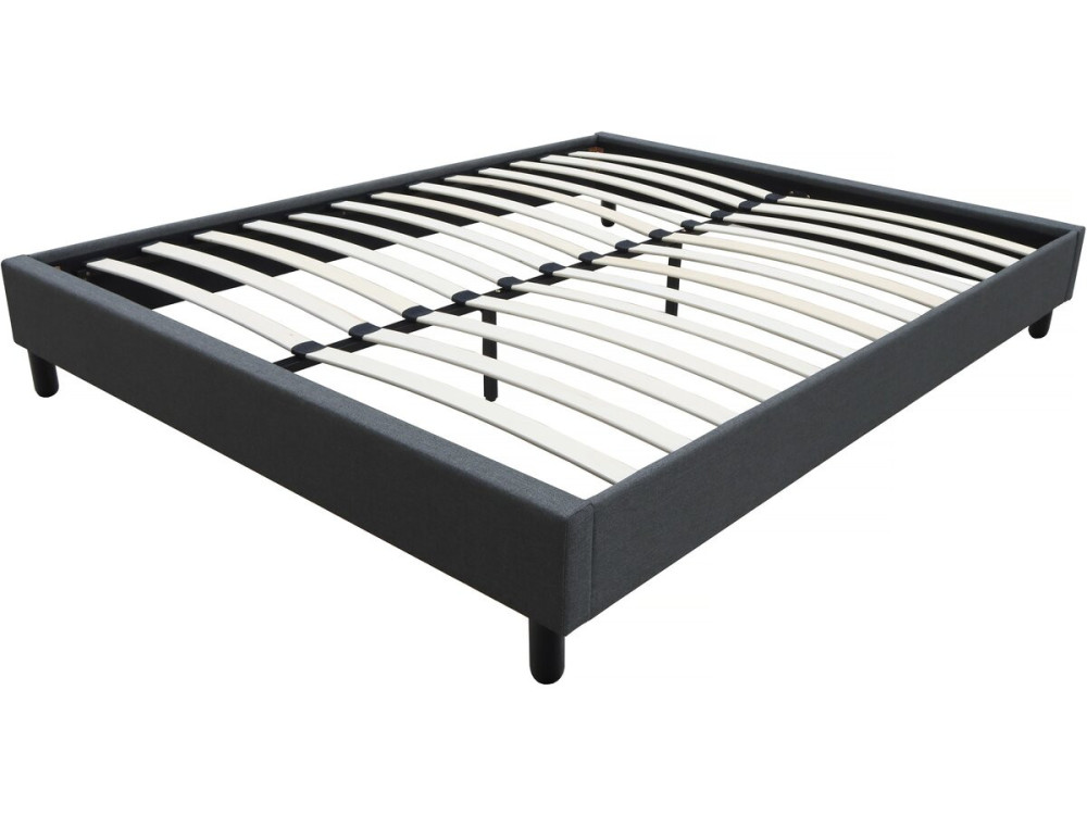Tweepersoonsbed bedframe bed "Andy" stof - 160 x 200 cm - Grijs antraciet