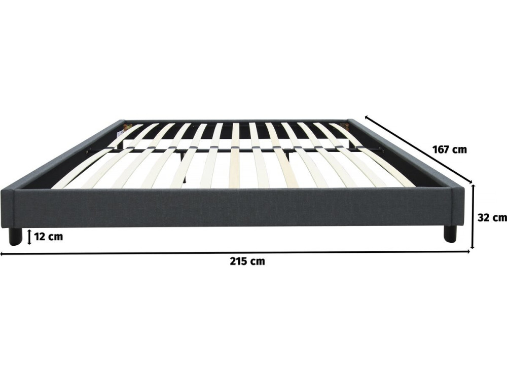 Tweepersoonsbed bedframe bed "Andy" stof - 160 x 200 cm - Grijs antraciet