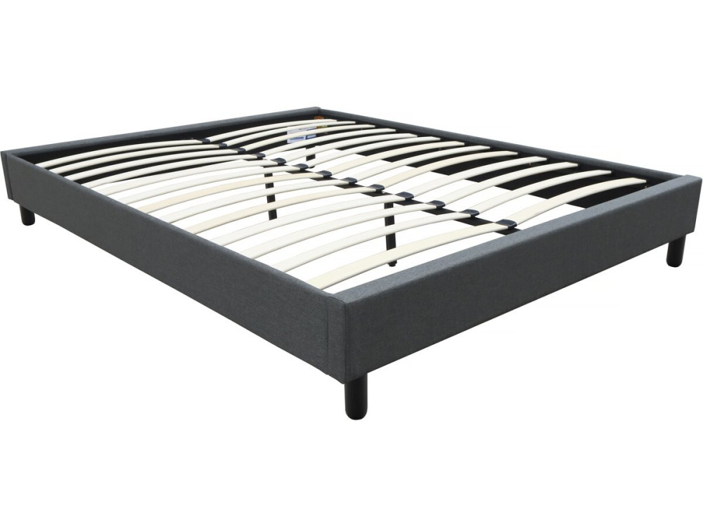 Tweepersoonsbed bedframe bed "Andy" stof - 160 x 200 cm - Grijs antraciet