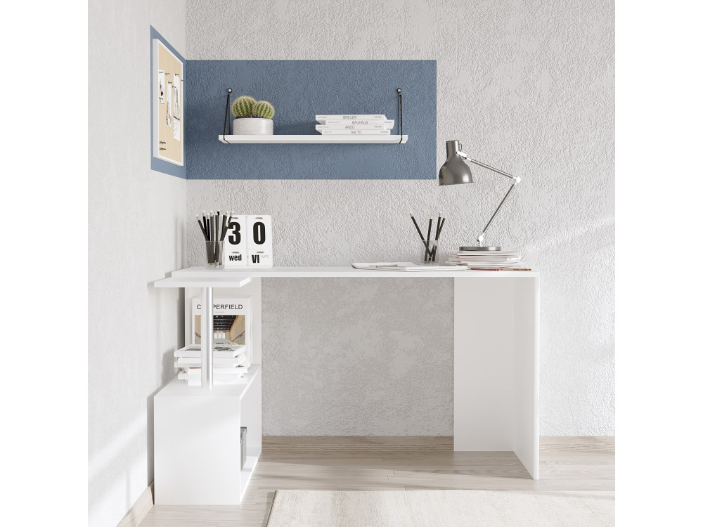 Gelincik" houten bureau - 130 x 109 x 74 cm - Wit