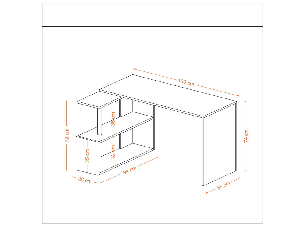 Gelincik" houten bureau - 130 x 109 x 74 cm - Wit