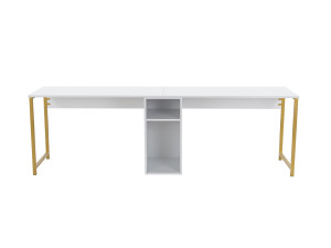 Bureau met twee stoelen - 240 x 60 x 74 cm - Witgoud