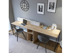 Ikili Calisma" houten bureau - 240 x 60 x 74 cm - Zwart Atlantisch Grenen 2