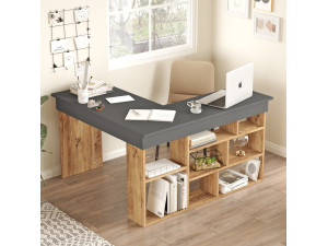 Houten bureau CT5 - 129 x 120 x 72 cm - Atlantic Pine Antraciet 2