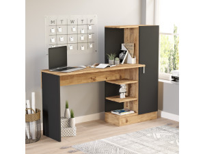 Houten bureau CT2 - 152 x 40 x 120 cm - Atlantic Pine Zwart 2