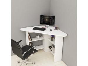 Houten hoekbureau - 80 x 80 x 73 cm - Wit 2