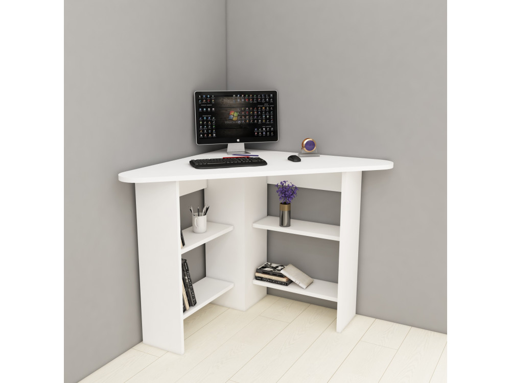 Houten hoekbureau - 80 x 80 x 73 cm - Wit