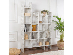 Houten boekenkast "Manco" 122 x 25,5 x 188 cm - Carrara marmer 2