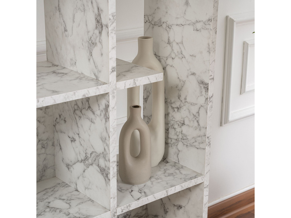 Houten boekenkast "Manco" 122 x 25,5 x 188 cm - Carrara marmer