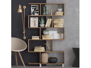 Houten boekenkast "Nilüfer" 90 x 20 x 156 cm - Notenhout 2