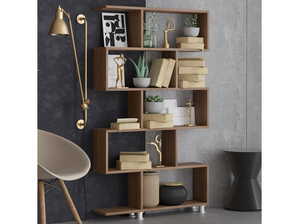 Houten boekenkast "Nilüfer" 90 x 20 x 156 cm - Notenhout