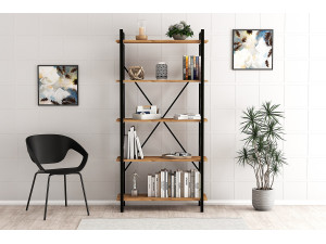 Houten boekenkast "Nero" - 90 x 33 x 180 cm - Atlantic PineZwart 2