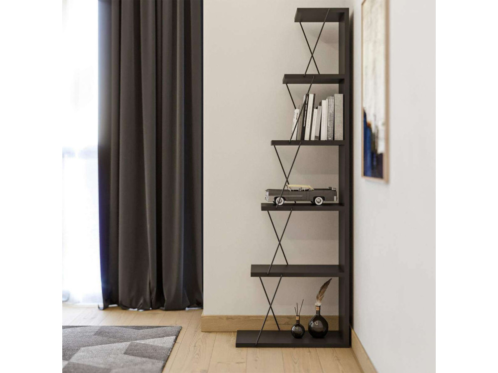 Houten boekenkast "Melinos" - 50 x 22 x 150 cm - Antracietgrijs