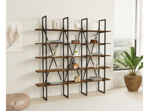 Houten boekenkast "Beylerbeyi" - 160 x 26 x 160 cm - NotelaarZwart 2