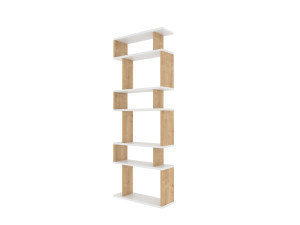 Houten boekenkast "Bates" - 60 x 19 x 160 cm - Wit eiken