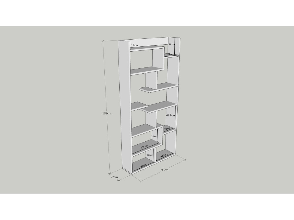 Houten boekenkast "Kuttap" - 90 x 22 x 182 cm - Grenen