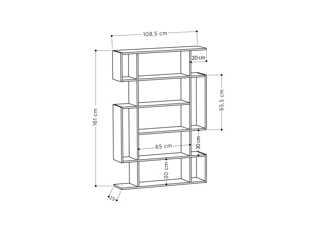 Houten boekenkast "Mito" - 110 x 25 x 161 cm - Sonoma EikAnthraciet
