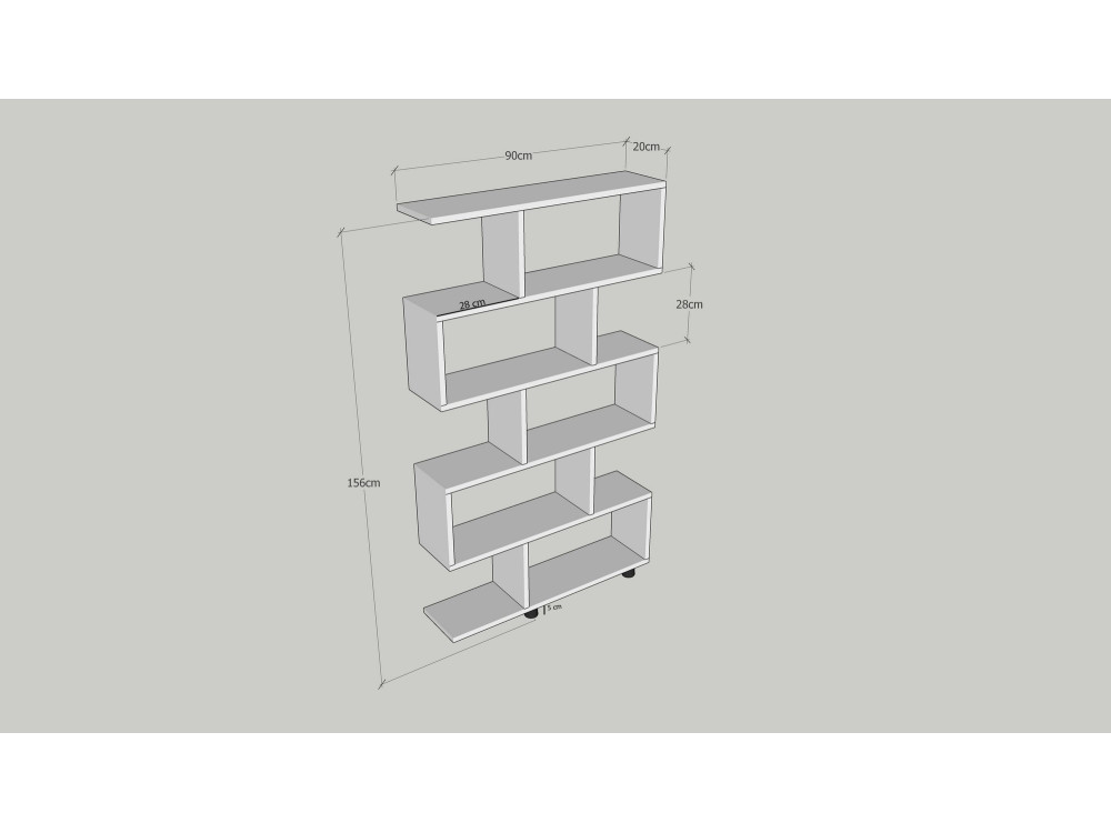 Houten boekenkast "Elif" 90 x 20 x 156 cm - Wit
