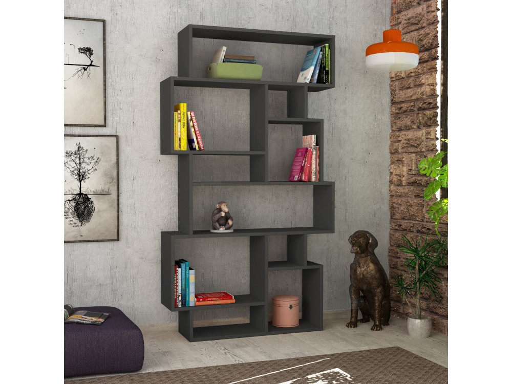 Houten boekenkast "Karmato" 96 x 25,5 x 168,5 cm - Antraciet