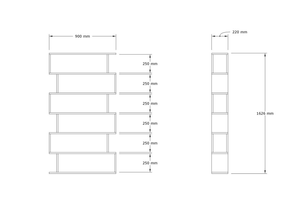 Houten boekenkast "Hector" - 90 x 22 x 162 cm - Saphir