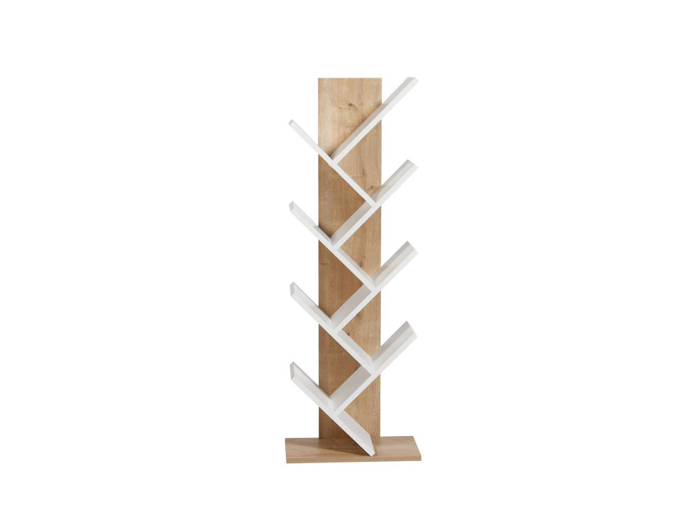 Tuval 066" houten boekenkast - 46 x 22 x 129 cm - Eik, Wit