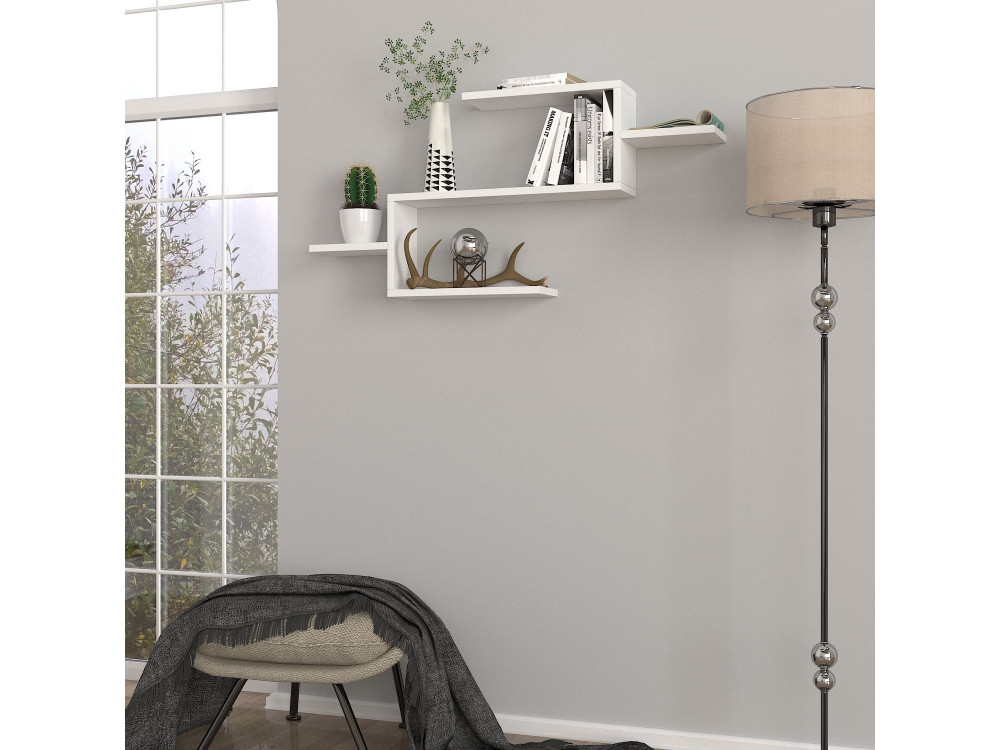 Houten boekenkast "Twist" - 104 x 14 x 49 cm - Wit