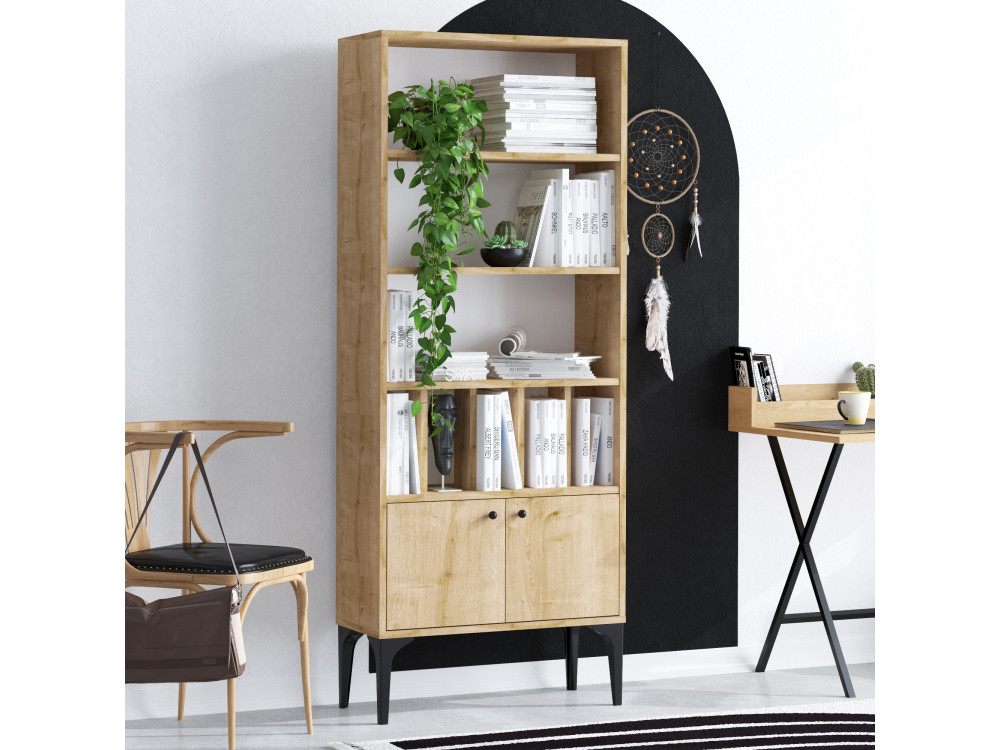 Houten boekenkast "Pollux" - 60 x 30 x 175 cm - Saffier Eik