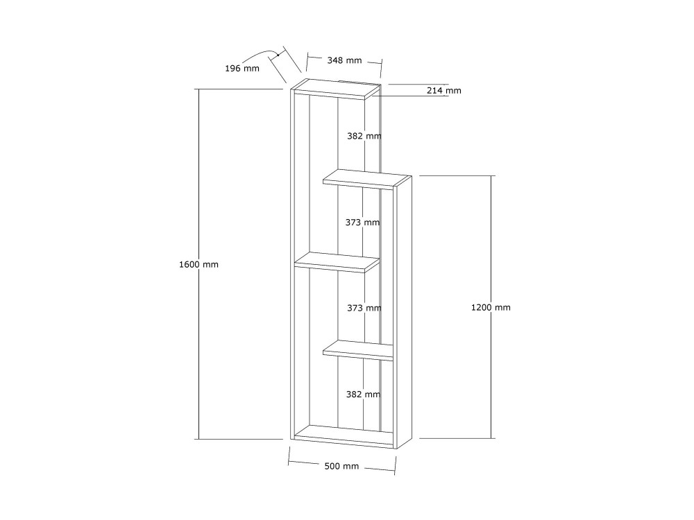 Wand" houten boekenkast - 50 x 19 x 160 cm - Wit