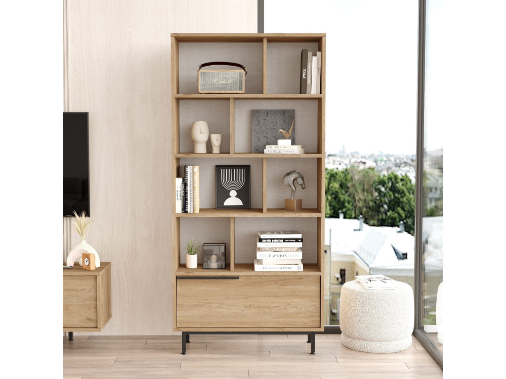 Houten boekenkast "Calvin" 83,9 x 29,5 x 175,6 cm - Notelaar